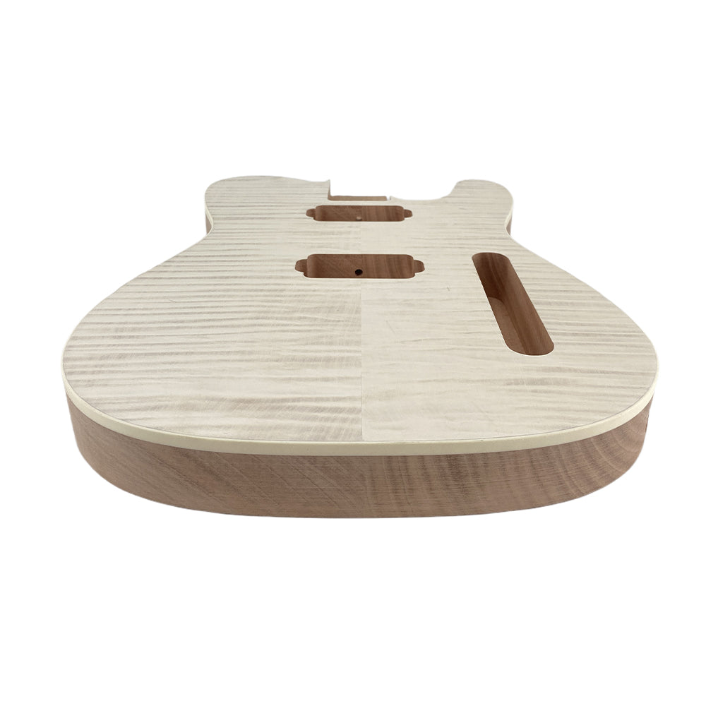 Yinfente TL Guitar Body Mahogany Flame Maple Veneer Tele Semi Hollow Guitar Body Bolt on