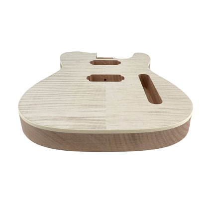 Yinfente TL Guitar Body Mahogany Flame Maple Veneer Tele Semi Hollow Guitar Body Bolt on