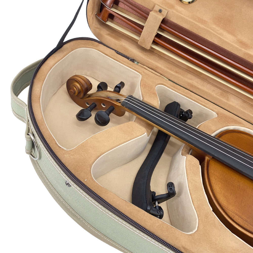 Violin Case 4/4 Full Size Nylon Oxford Lightweight Box Adjustable Shoulder Straps Travel Violin Case Bag (Pea Green)