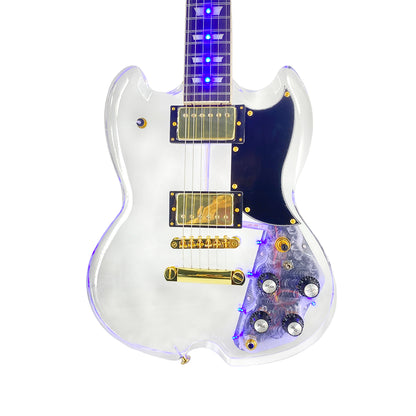 Yinfente LED Light Electric Guitar Transparent Acrylic Body Crystal Guitar Maple Neck Sweet Tone