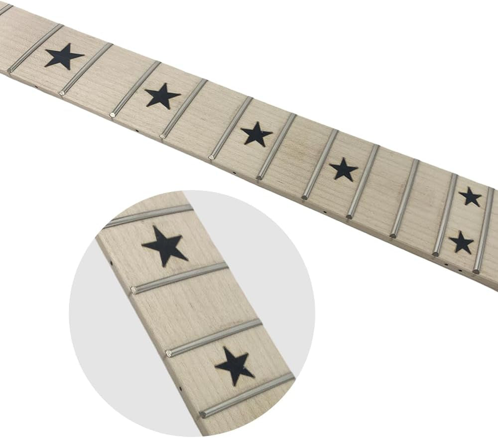 Guitar Neck 22Fret 25.5Inch Canada Maple Guitar Fretboard Banana Reversed Head Star Inlay
