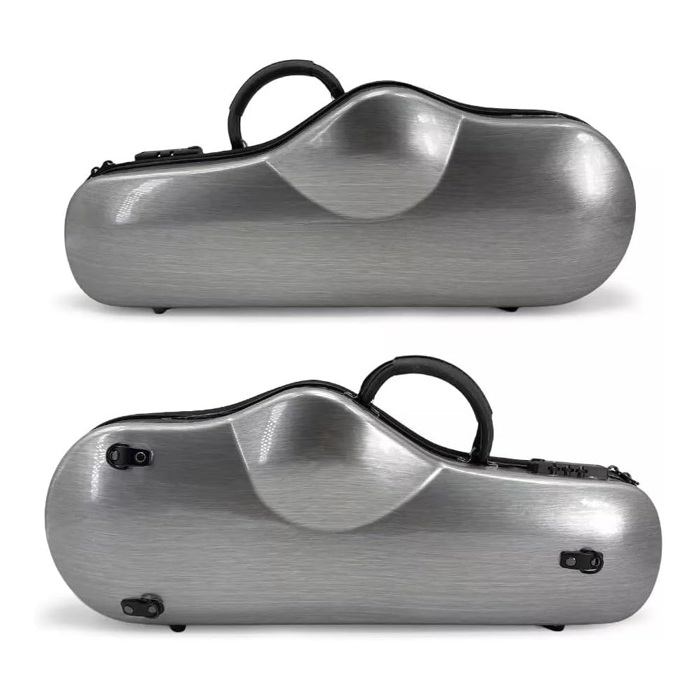 Saxophone Hard Case for Alto Sax with Adjustable Straps,Handle Composite Carbon Fiber Waterproof Silver
