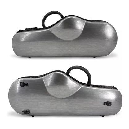 Saxophone Hard Case for Alto Sax with Adjustable Straps,Handle Composite Carbon Fiber Waterproof Silver