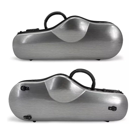 Saxophone Hard Case for Alto Sax with Adjustable Straps,Handle Composite Carbon Fiber Waterproof Silver