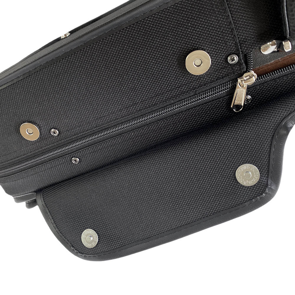 Yinfente Double Violin Case 4/4 Full Size Wooden Oblong Double Viola Box Adjustable Backstrap, Four Bow Holders (Black)