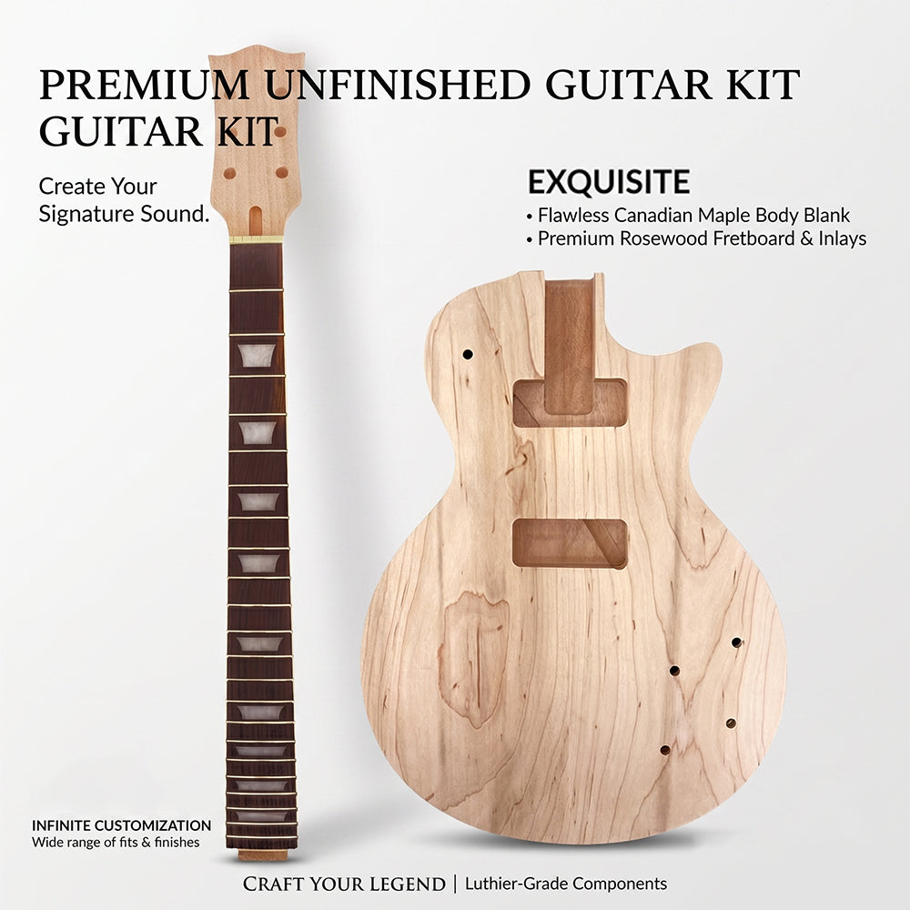Yinfente 1set Guitar kit Guitar Neck 22fret 24.75inch Mahogany Rosewood Fretboard Set in