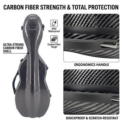 Yinfente 4/4 Full size Violin hard case Lightweight Carbon fiber Durable Handle Backstraps