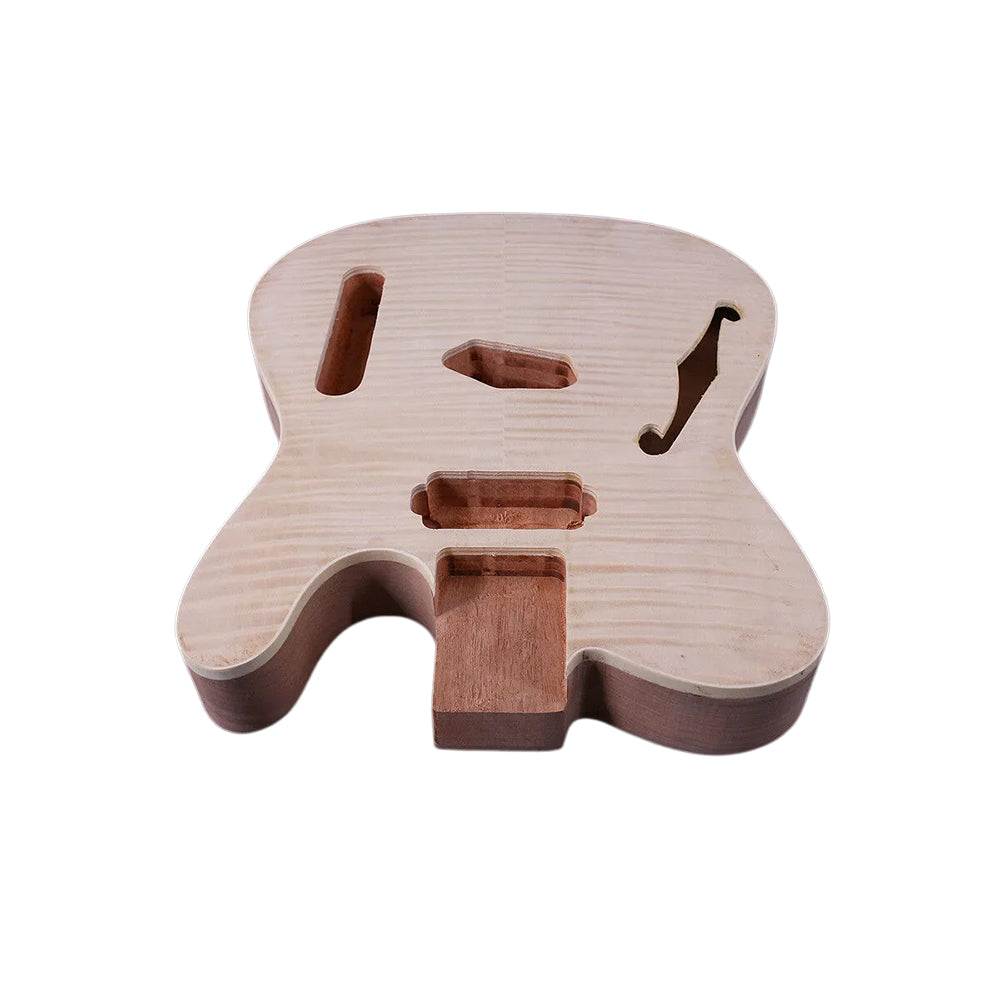 Yinfente 4 pcs DIY Guitar Bodies Mahogany Flame Maple Veneer Unfinished Bolt On Heel Tele Guitar