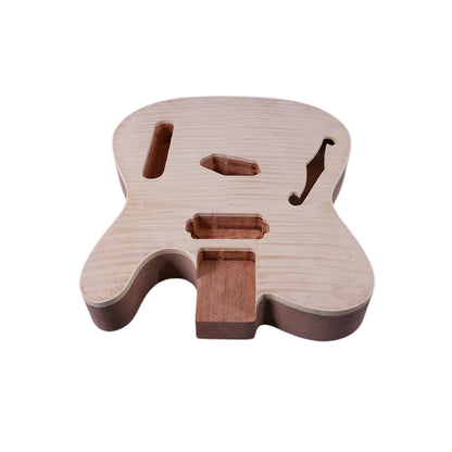 Yinfente 4 pcs DIY Guitar Bodies Mahogany Flame Maple Veneer Unfinished Bolt On Heel Tele Guitar