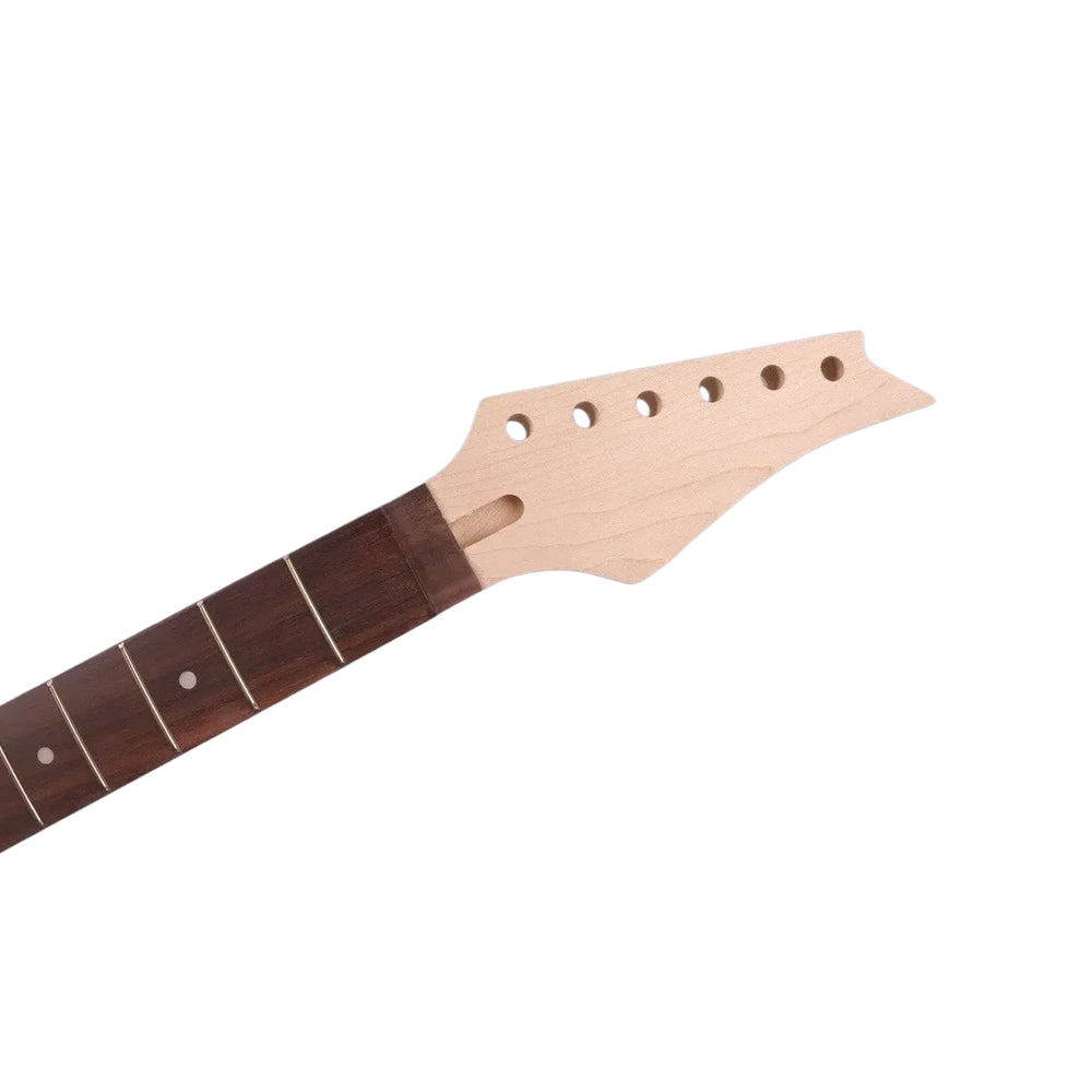 Yinfente New guitar neck Maple 24fret 25.5inch Bolt on heel dark Rosewood fretboard with Locking Nut with dots Inlay