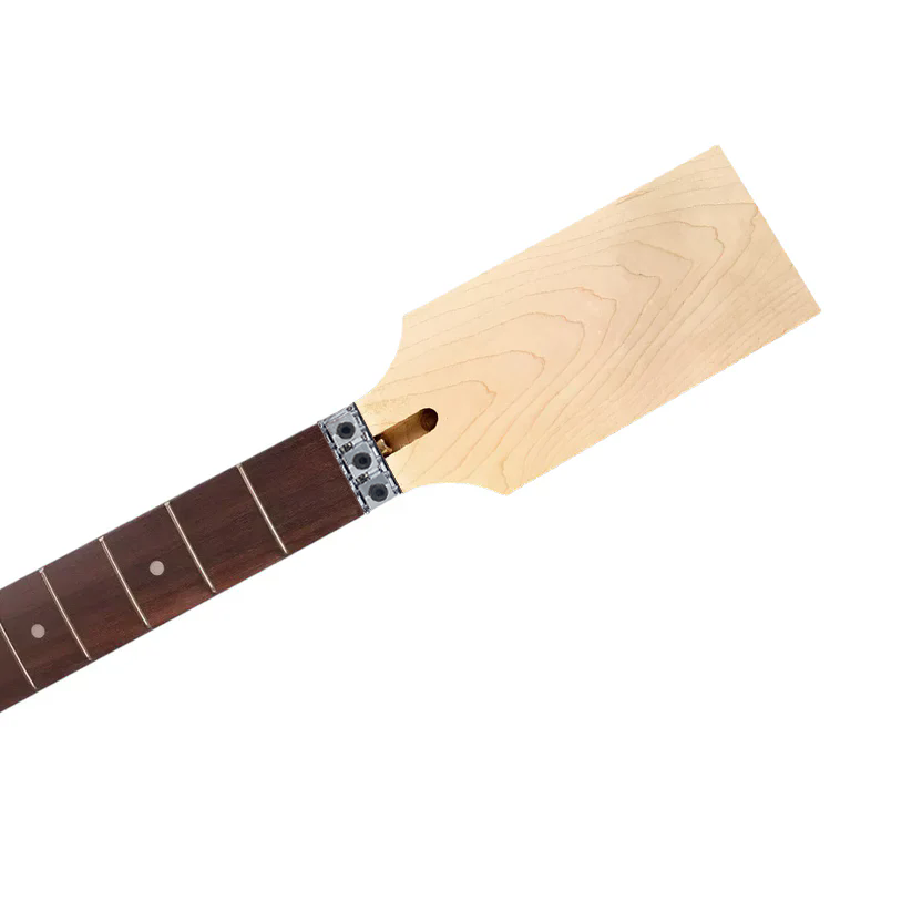 Yinfente New paddle guitar neck Maple 24fret 25.5inch Bolt on heel dark Rosewood fretboard with Locking Nut with dots Inlay