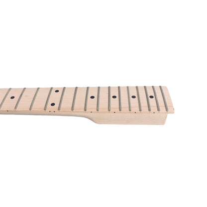 Yinfente Unfinished Guitar Neck 22 Fret for TL ST Electric Guitar Maple Fretboard Paddle Head DIY Guitar Dot Inlay (25.5Inch)