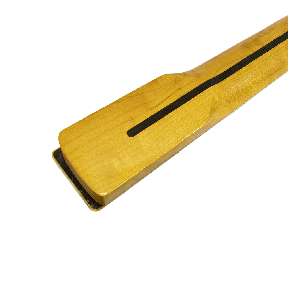Yinfente Yellow Paint Maple Electric Guitar Neck with White Binding 22Fret 25.5Inch Rosewood Fretboard White Block Inlay Bolt on Guitar Neck Replacement