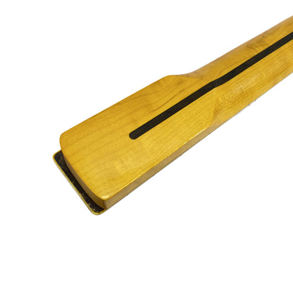 Yinfente Yellow Paint Maple Electric Guitar Neck with White Binding 22Fret 25.5Inch Rosewood Fretboard White Block Inlay Bolt on Guitar Neck Replacement