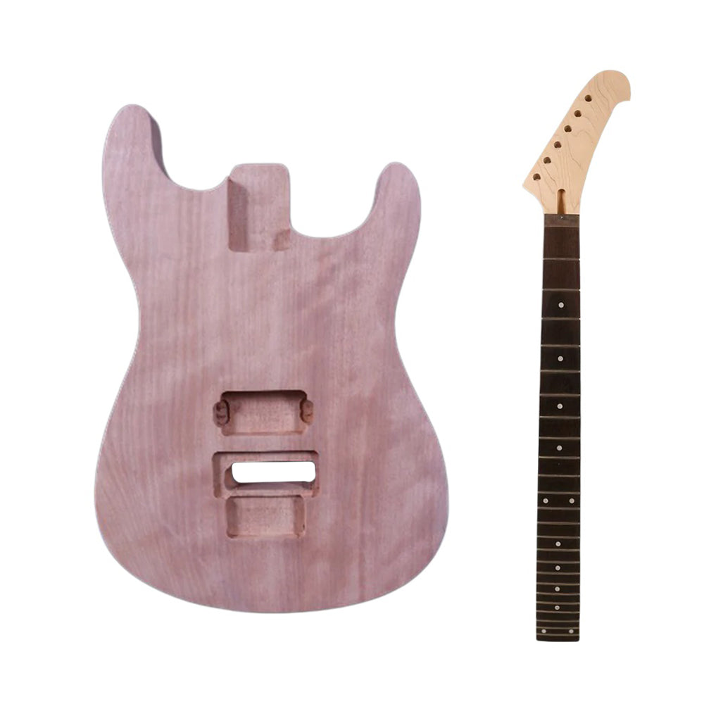 Yinfente DIY ST Body Mahogany Project Fit Locking Nut Bolt on and new banana maple neck dots inlays rosewood fretboard 24 frets Replacement