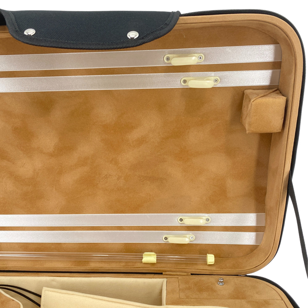 Yinfente Oblong Wooden Double Full Size Violin Case Viola Case for 15-16.5Inch with Adjustable Backstrap Four Bow Holders Thinck Padding