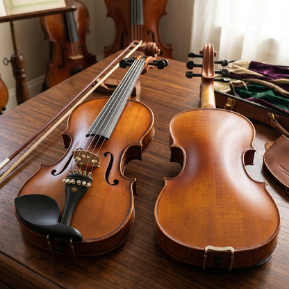 Yinfente 6 String Violin 4/4 Full Size Violin Hand Made Maple Spruce Wood Ebony Violin Fittings with Violin Case Bow