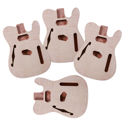 Yinfente 4 pcs DIY Guitar Bodies Mahogany Flame Maple Veneer Unfinished Bolt On Heel Tele Guitar