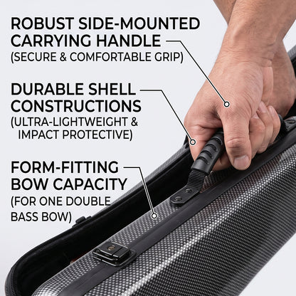Yinfente Upright Double Bass Bow Case Bow Bag Box Carbon Composite Hold 2pcs bow White 1.2kg