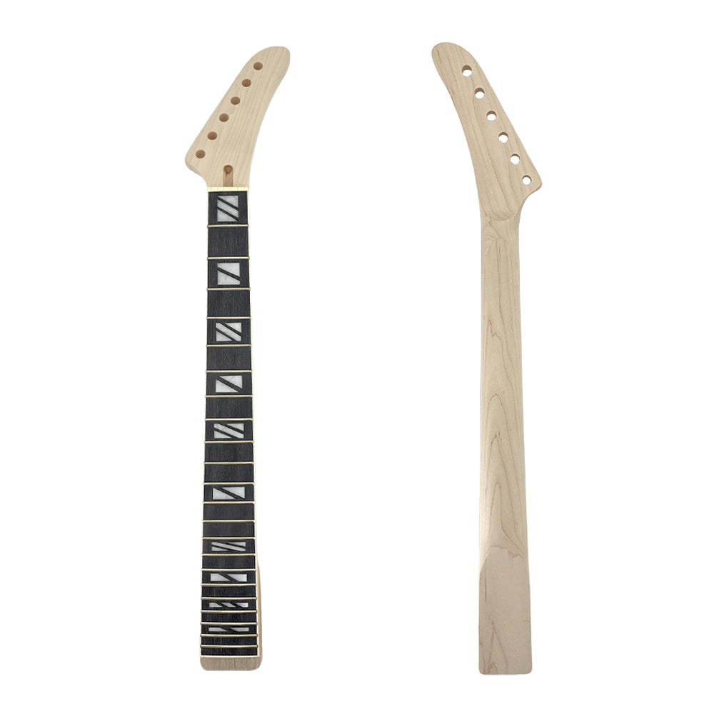 Yinfente Guitar Neck 22Frets 24.75inch mahogany Ebony Fretboard Customized Square Inlay with Binding Set in Heel for unfinished