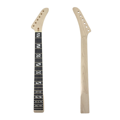 Yinfente Guitar Neck 22Frets 24.75inch mahogany Ebony Fretboard Customized Square Inlay with Binding Set in Heel for unfinished