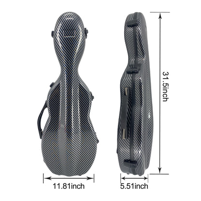 Yinfente 4/4 violin case Carbon fiber composite Bow holder Hygrometer Back strap Black