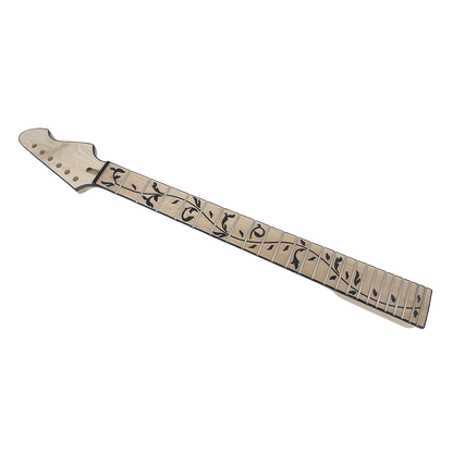 Yinfente Unfinished Electric Guitar Neck Replacement 24 Fret 25.5 Inch Maple Wood Fretboard Binding Headstock