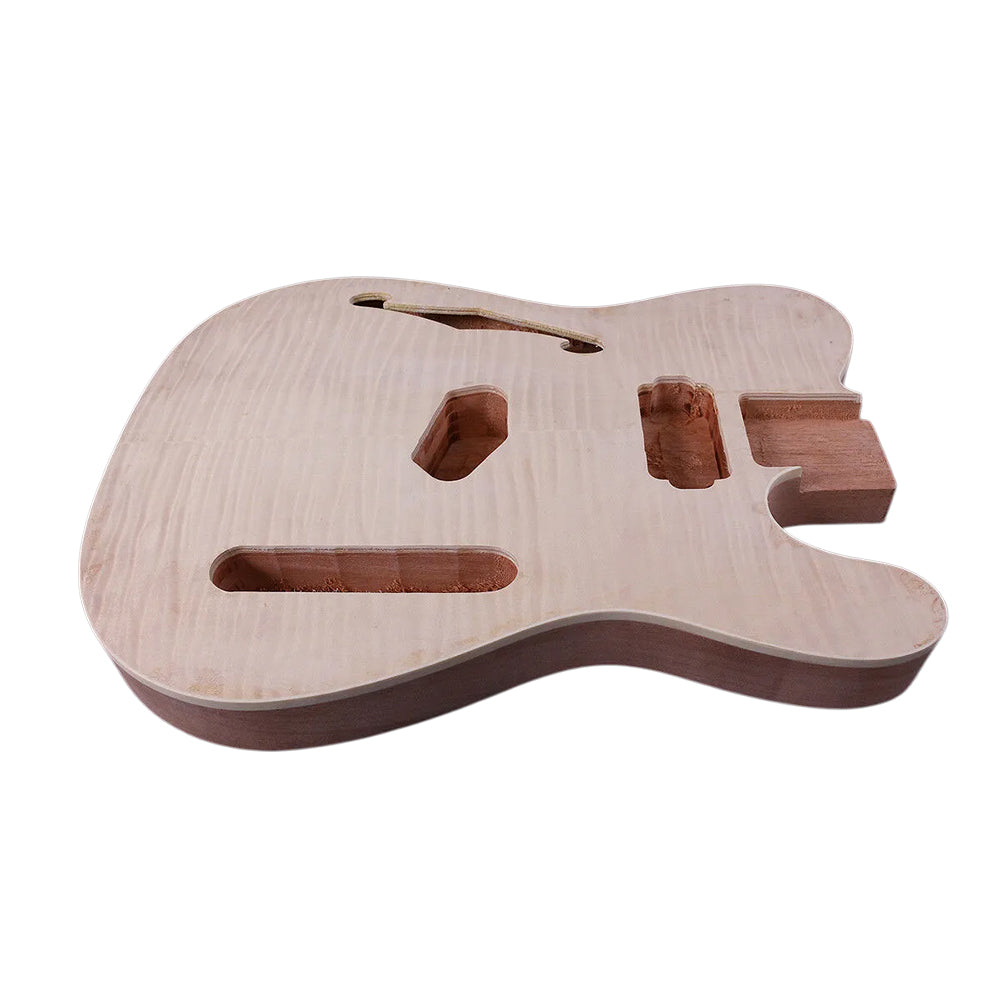 Yinfente 4 pcs DIY Guitar Bodies Mahogany Flame Maple Veneer Unfinished Bolt On Heel Tele Guitar