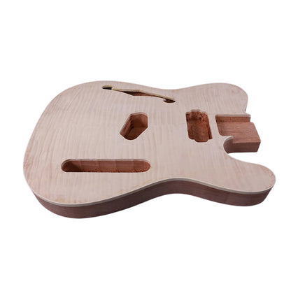 Yinfente 4 pcs DIY Guitar Bodies Mahogany Flame Maple Veneer Unfinished Bolt On Heel Tele Guitar