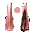 Violin Case 4/4 Hard Shell Carbon Fiber Lightweight Triangle Case with Backstraps External Accessory Storage Bag (Pink)