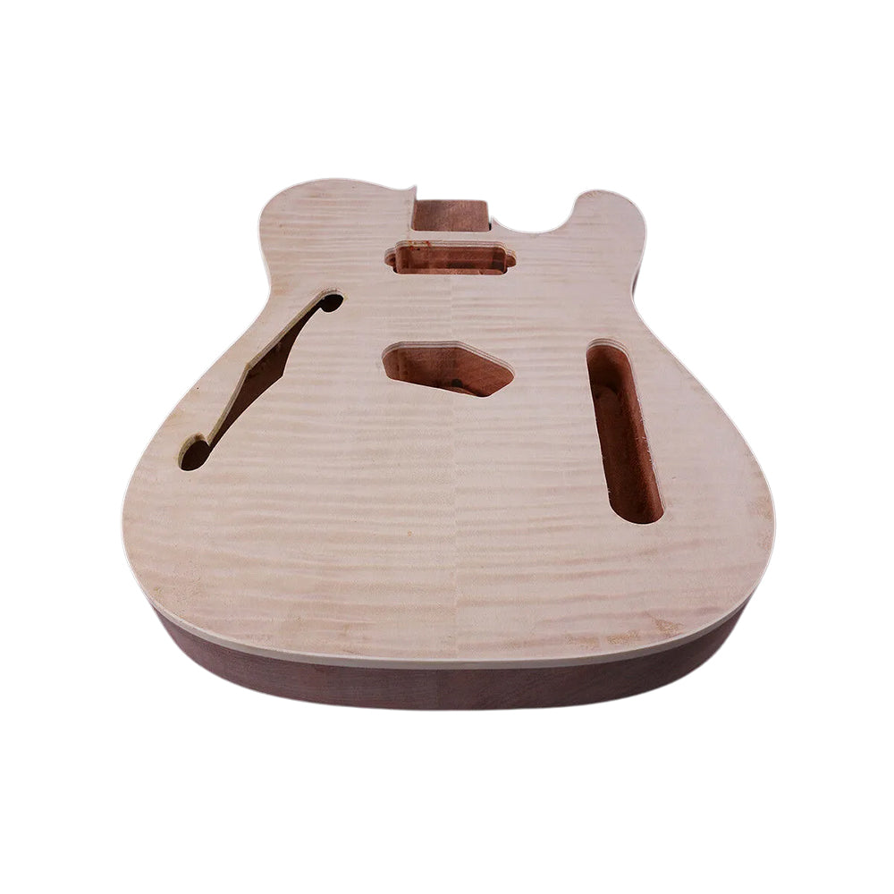 Yinfente 4 pcs DIY Guitar Bodies Mahogany Flame Maple Veneer Unfinished Bolt On Heel Tele Guitar