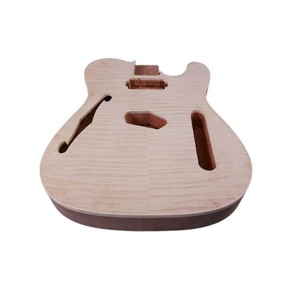 Yinfente 4 pcs DIY Guitar Bodies Mahogany Flame Maple Veneer Unfinished Bolt On Heel Tele Guitar