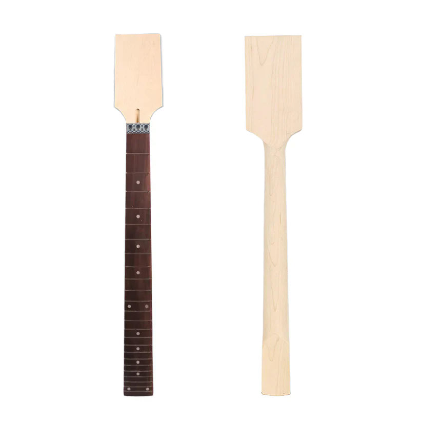 Yinfente New paddle guitar neck Maple 24fret 25.5inch Bolt on heel dark Rosewood fretboard with Locking Nut with dots Inlay