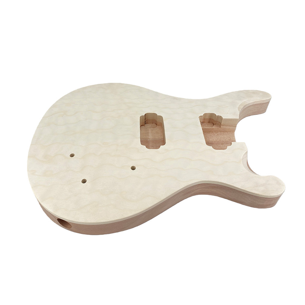Yinfente Quilted Maple Guitar Body Mahogany Wood Set In Heel Maple Cap HH Pickups Parts