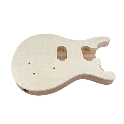 Yinfente Quilted Maple Guitar Body Mahogany Wood Set In Heel Maple Cap HH Pickups Parts