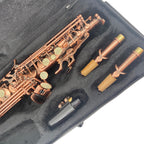 Yinfente Bb Straight Soprano Saxophone–Gold Lacquer Finish, Ergonomic Design with Case, Mouthpiece, Neck Strap & Accessories, Ideal for Beginners & Advanced Players（Red）