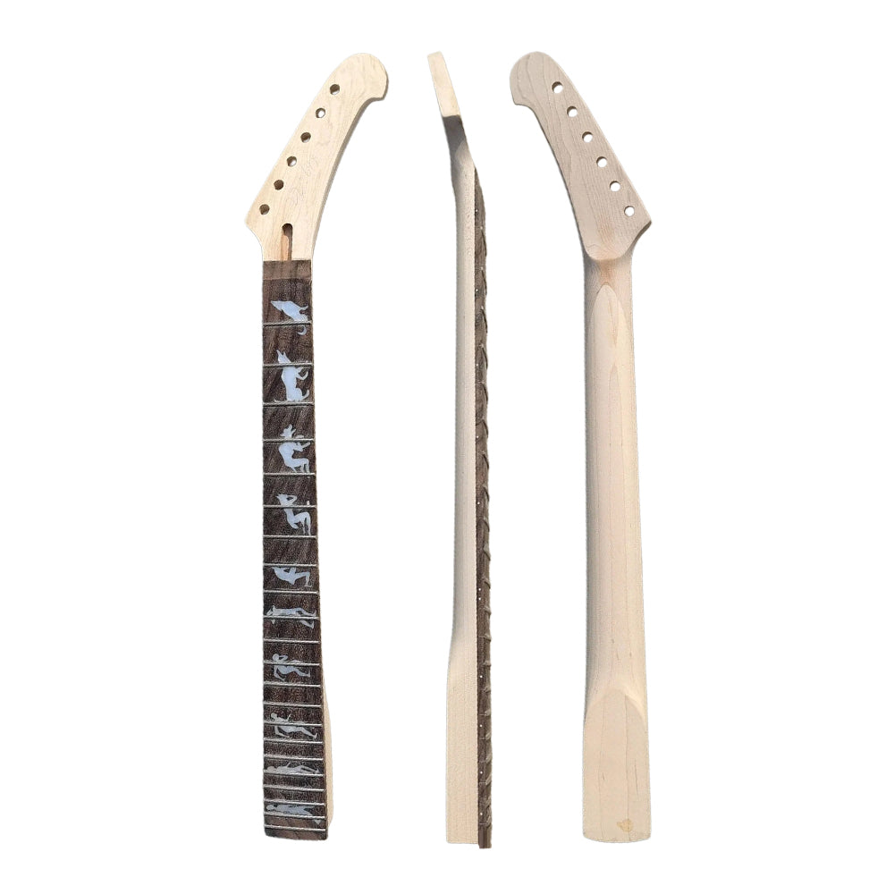 Yinfente New Maple guitar neck 22fret 24.75inch Rose wood Fretboard Wolf&Man Inlay Bolt ON