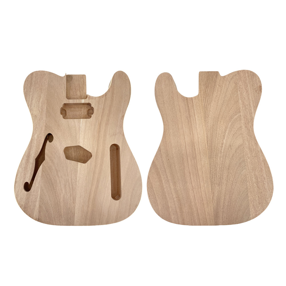 Yinfente 1pcs Semi-hollow Mahogany Guitar Body T-Style with Binding F-hole Unfinished