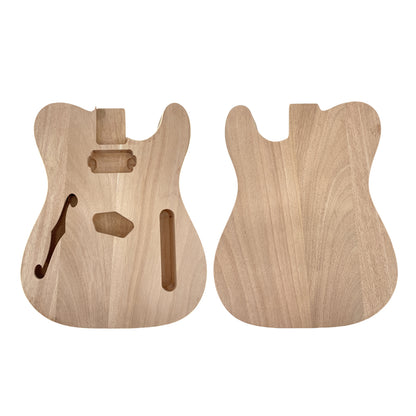 Yinfente 1pcs Semi-hollow Mahogany Guitar Body T-Style with Binding F-hole Unfinished