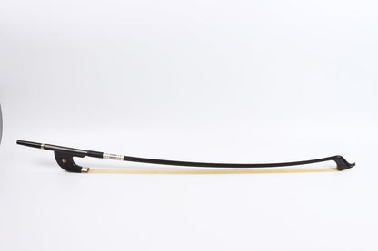 Carbon Fiber Upright Bass Bow Natural Bow Hair, 4/4 Full Size Bow for String Bass, Ebony Frog with Flower Inlay (German-Style)