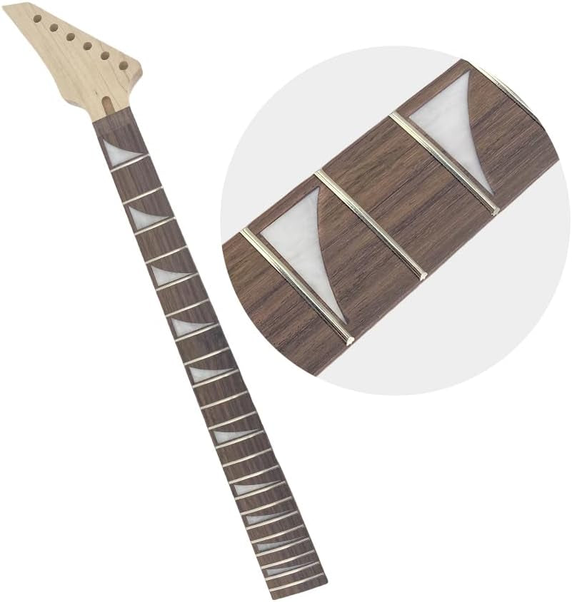 New Guitar Neck 22Fret 25.5Inch Maple Wood Rosewood Guitar Fretboard Shark Fin Inlay Reversed Head Jackson Necks
