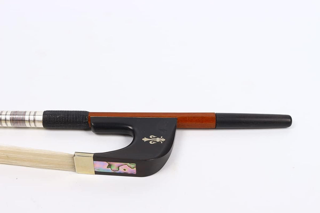 1/2 Upright Bass Bow Advance Brazilwood Germany Bows Ebony Frog Natural Bow Hair Pearl Inlay Half Size