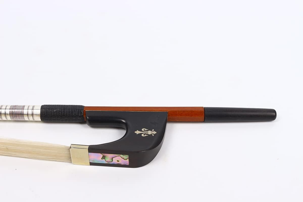 1/2 Upright Bass Bow Advance Brazilwood Germany Bows Ebony Frog Natural Bow Hair Pearl Inlay Half Size