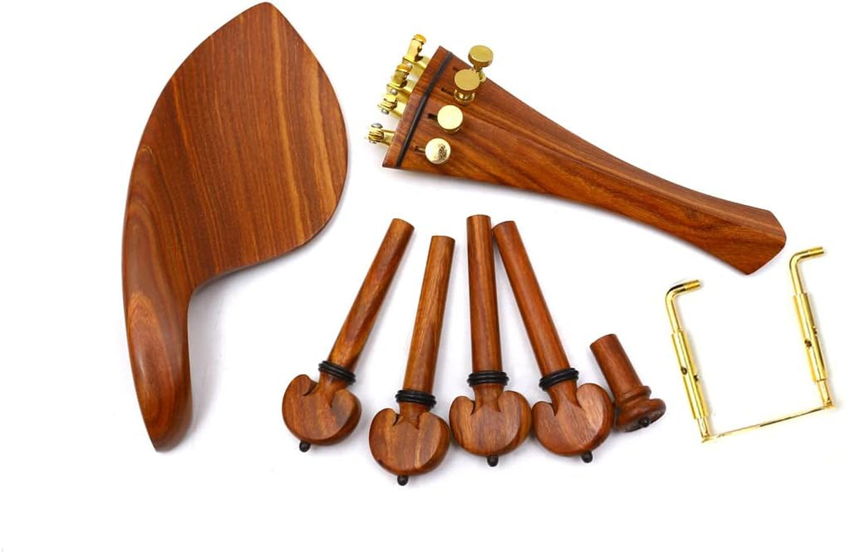 4/4 Violin Kit Full Size Violin Accessories Peg Tailpiece Fine Tuner Chin Rest Clamp End Pin Rosewood
