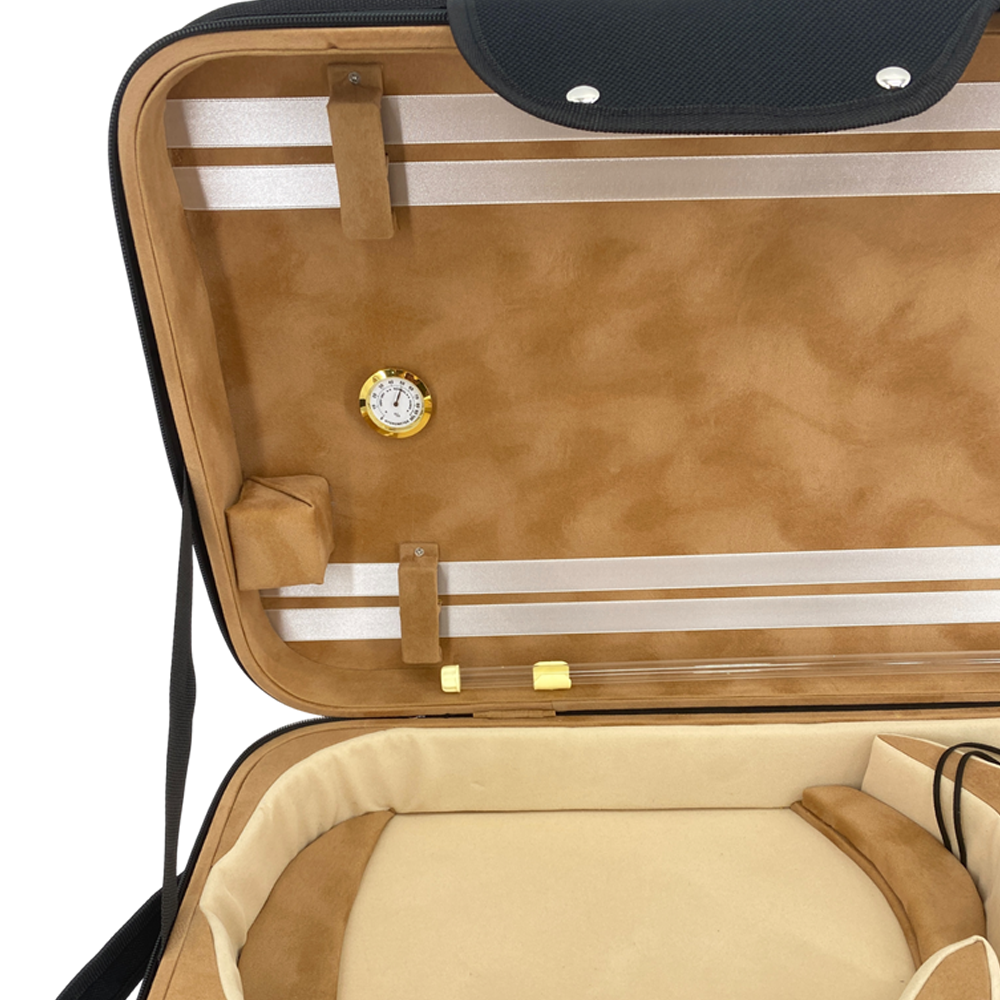 Yinfente Oblong Wooden Double Full Size Violin Case Viola Case for 15-16.5Inch with Adjustable Backstrap Four Bow Holders Thinck Padding