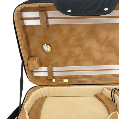 Yinfente Oblong Wooden Double Full Size Violin Case Viola Case for 15-16.5Inch with Adjustable Backstrap Four Bow Holders Thinck Padding