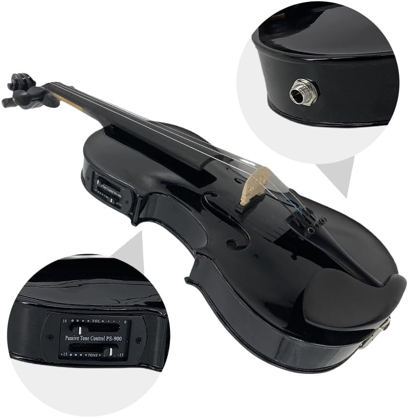 Acoustic Violin Electric Violin 4/4 Full Size Violin 4 String Maple Spruce for Student,Violin for Beginners Violin Case,Brazilwood Bow,Cable,Cleaning Cloth,Rosin