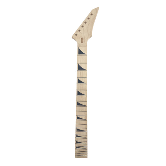 Yinfente Unfinished Maple Electric Guitar Neck 24 Fret 25.5Inch Maple Fretboard Shark Fin Inlay Bolt on Guitar Neck Replacement