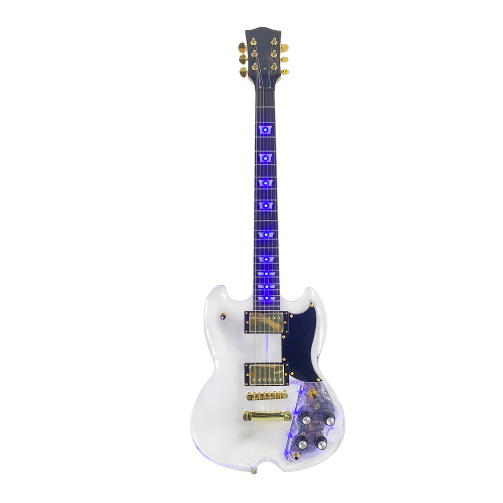 Yinfente LED Light Electric Guitar Transparent Acrylic Body Crystal Guitar Maple Neck Sweet Tone
