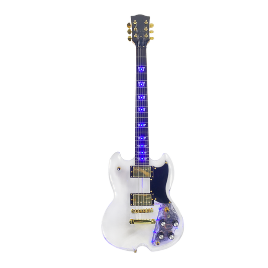 Yinfente LED Light Electric Guitar Transparent Acrylic Body Crystal Guitar Maple Neck Sweet Tone
